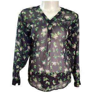 Plus Size Liz Claiborne Black Floral Sheer Blouse, Size 2X